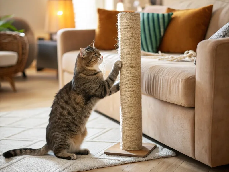 images d'un chat qui griffe un arbre à chat